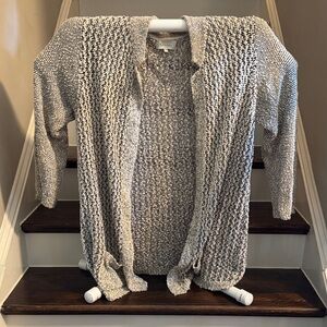Skies Are Blue Black and White Knit Cardigan